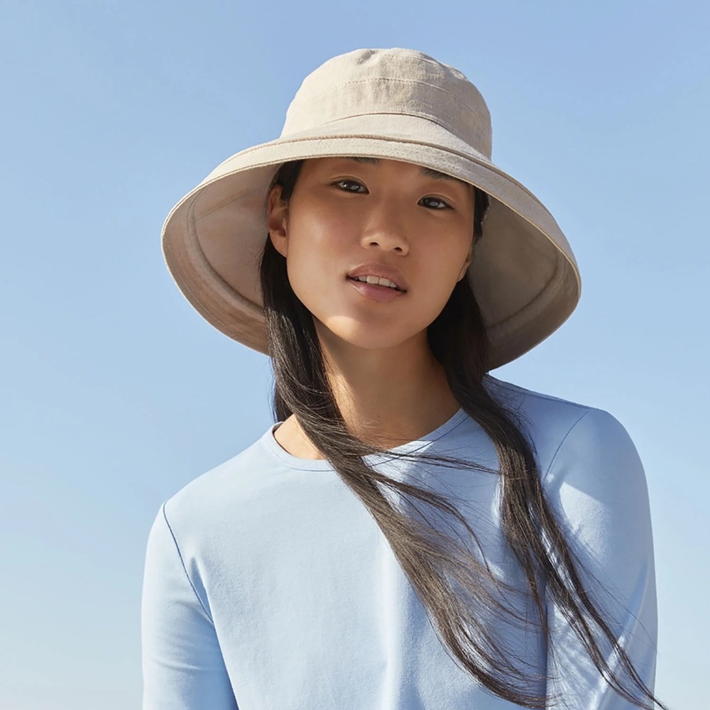 Solibari Holiday Sun Hat UPF 50+ Cotton Linen Collection in Beige